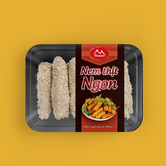 Sản phẩm nem chua rán Muwon được đóng gói vệ sinh, đẹp mắt 